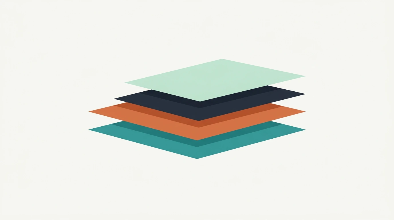 Слои: четыре плоскости, сложенные со сдвигом, каждая уже нижней